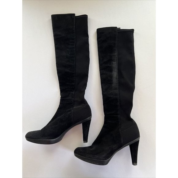 Stuart Weitzman Womens 7 Demi Knee Boots Suede Stretch Back Boots - Picture 2 of 10